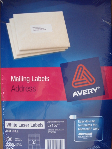 AVERY MAILING LASER LABELS.
